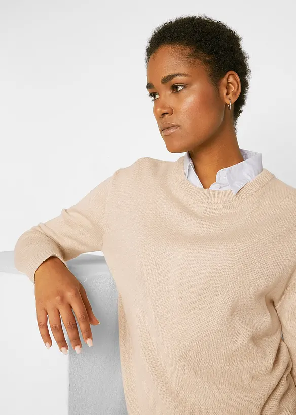 Strick-Pullover mit Rundhals-Ausschnitt, bonprix