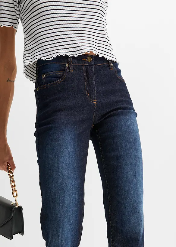Jean droit taille mi-haute, extensible, bonprix