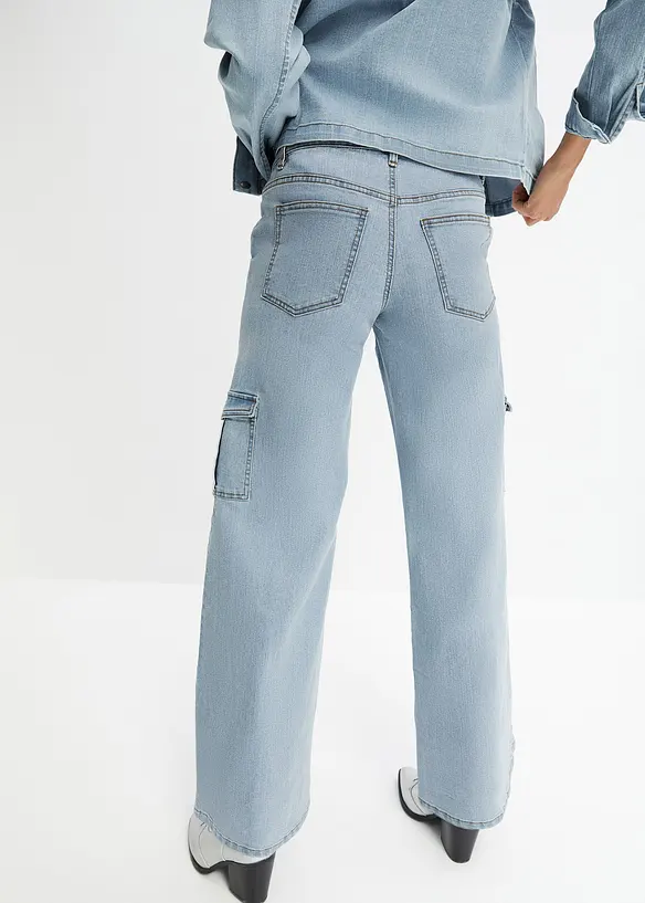 Cargo Jeans Mid Waist, Wide Leg, bonprix