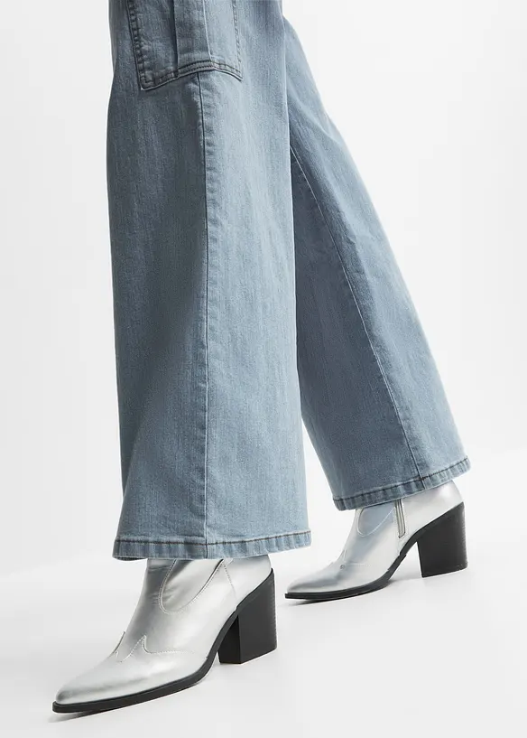 Cargo Jeans Mid Waist, Wide Leg, bonprix