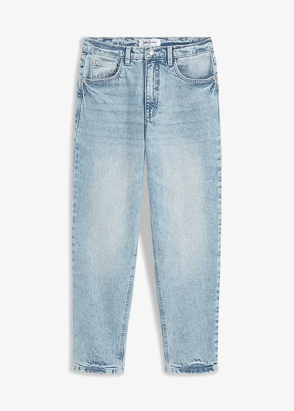 Jean mom taille haute, peu extensible, cropped, bonprix