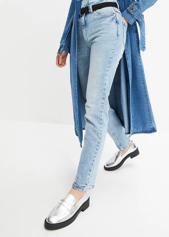 Jean droit taille haute, peu extensible, bonprix