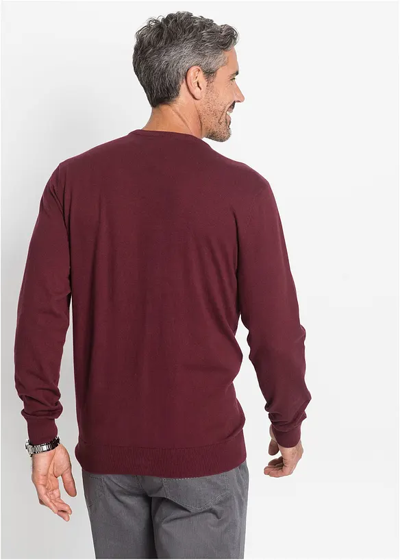 Pull col V en fine maille, bonprix