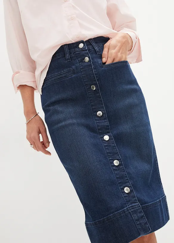 Jupe en jean avec boutons décoratifs, bonprix