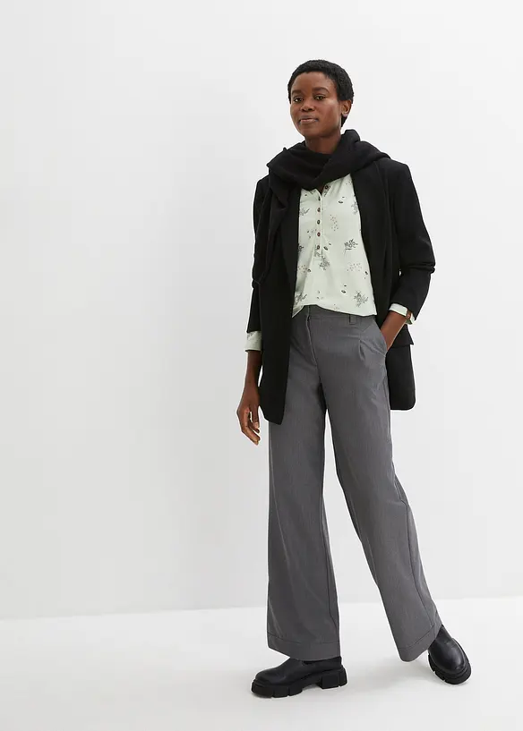 Pantalon à pinces avec taille haute élastiquée, bonprix