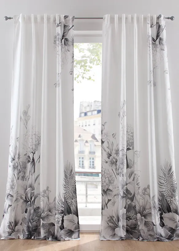 Rideau en microfibre à imprimé floral, bonprix