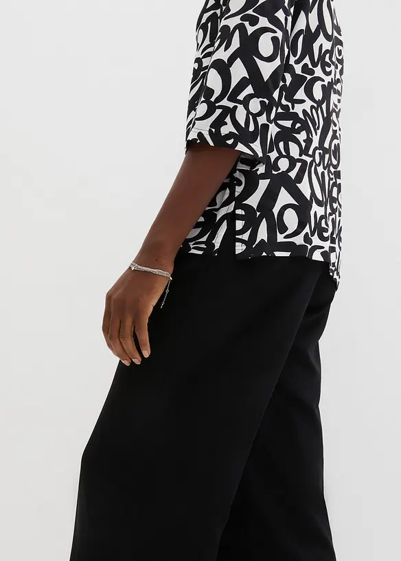 Shirt mit Rundhals-Ausschnitt, ¾-Arm, bonprix