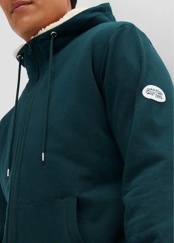 Sweat zippé à capuche doublé peluche, bonprix