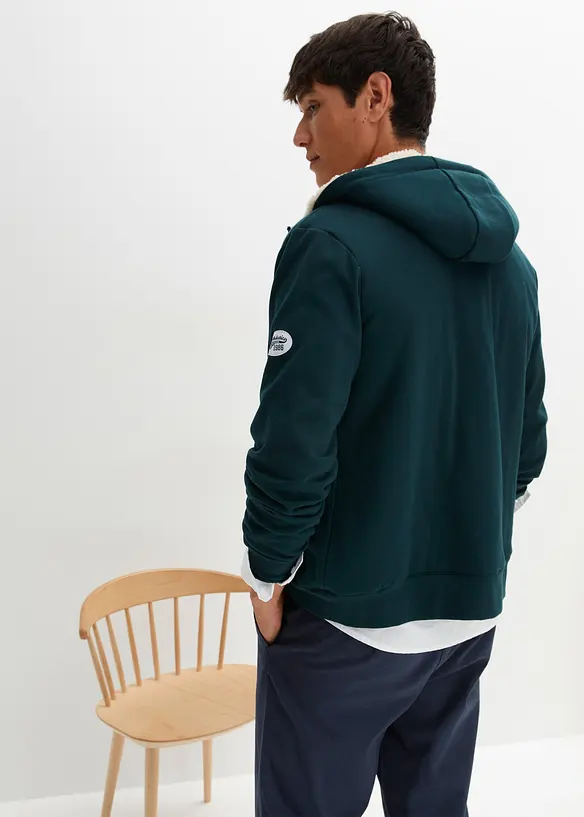 Sweat zippé à capuche doublé peluche, bonprix