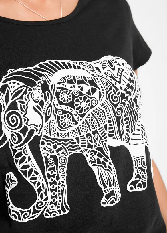 T-shirt en coton avec imprimé devant, manches courtes, bonprix