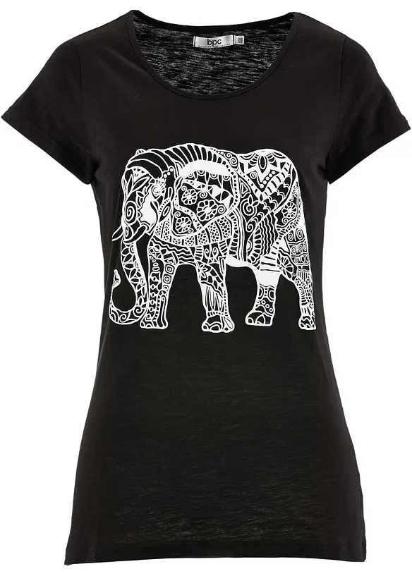 T-shirt en coton avec imprimé devant, manches courtes, bonprix