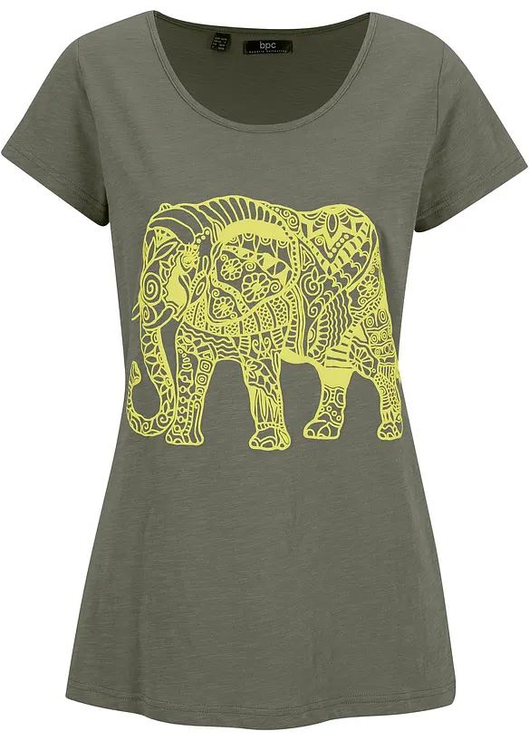 T-shirt en coton avec imprimé devant, manches courtes, bonprix