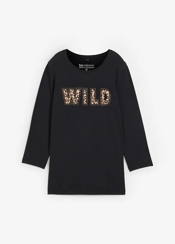 Langarmshirt mit Nieten und Druck, bonprix