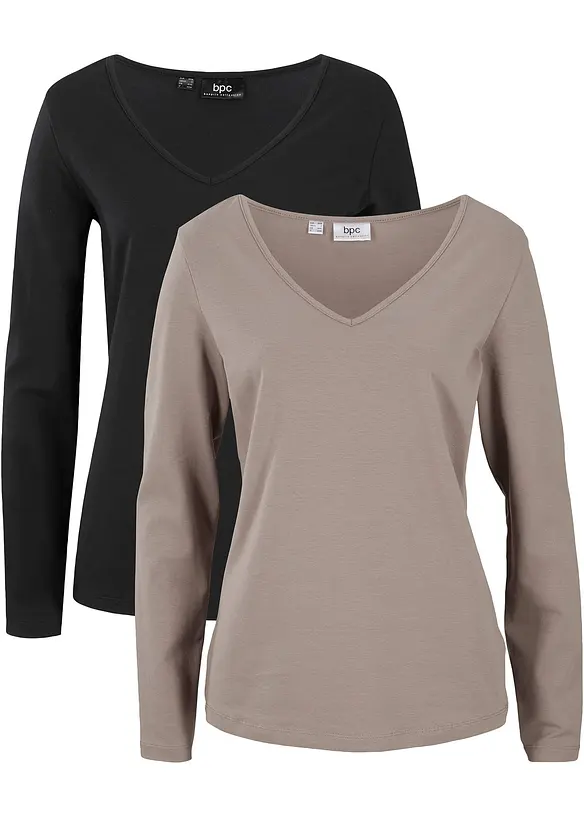 Figurbetontes Langarmshirt (2er Pack), bonprix