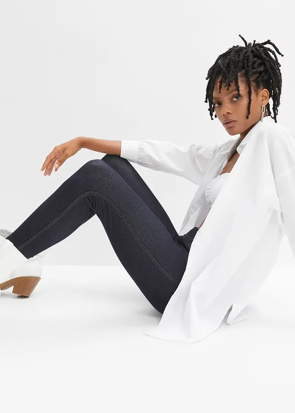 Legging aspect jean en coton mélangé, bonprix