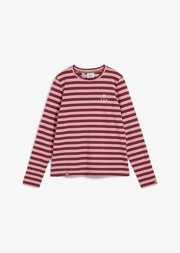 T-shirt manches longues rayé à broderies, bonprix