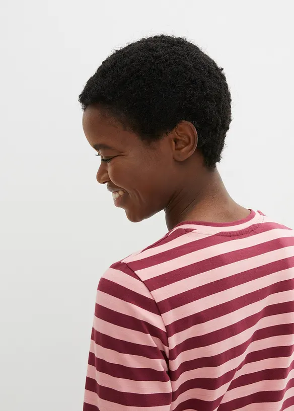 Gestreiftes Langarmshirt mit Stickerei, bonprix