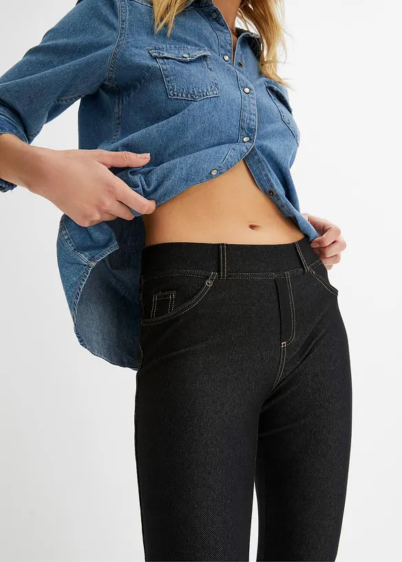 Legging aspect jean avec bas de jambes zippés, bonprix