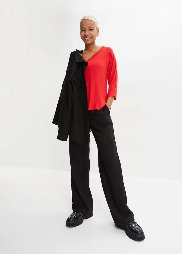 T-shirt manches 3/4 en viscose extensible, bonprix