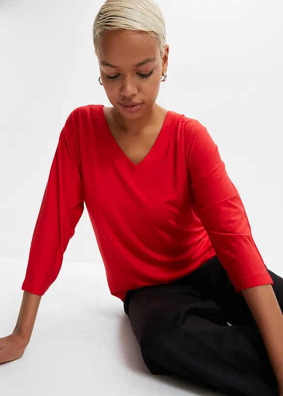 T-shirt manches 3/4 en viscose extensible, bonprix