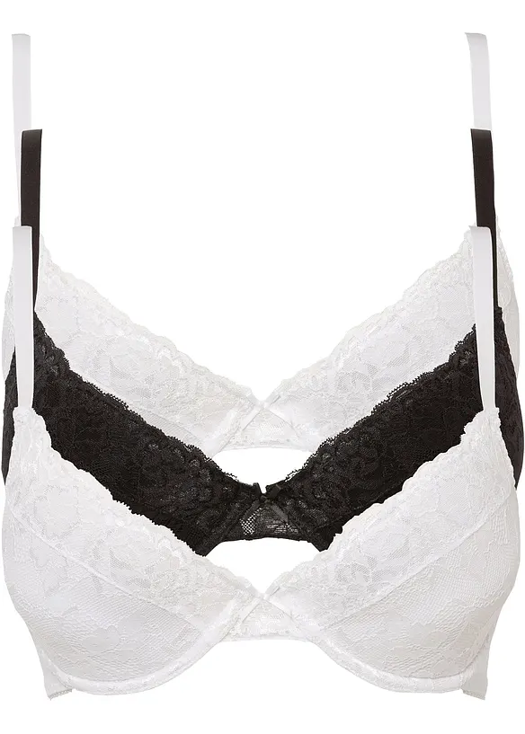 Push-up-BH mit feiner Spitze (3er Pack), bonprix
