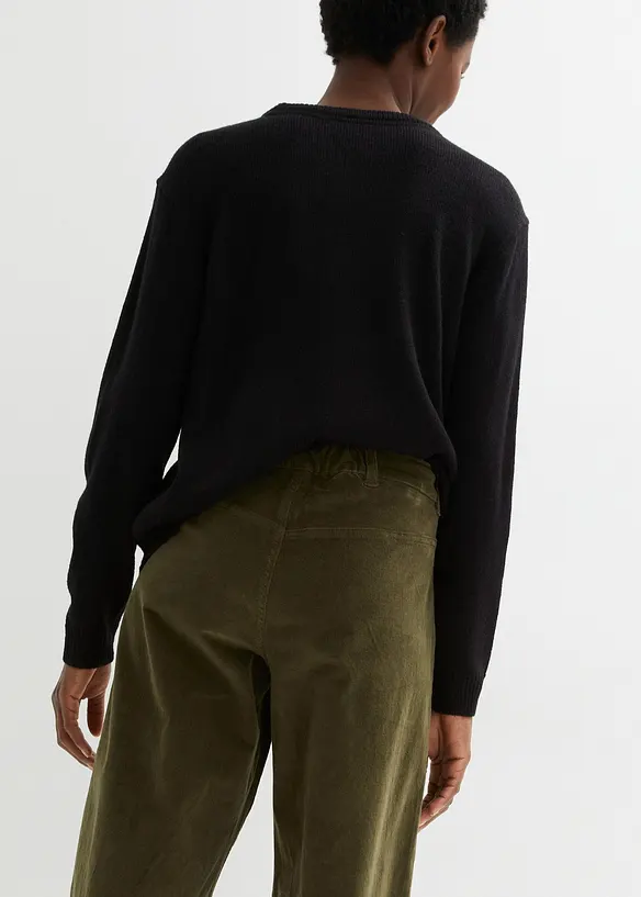Jupe-culotte en velours côtelé stretch avec taille haute confortable, longueur 7/8, bonprix