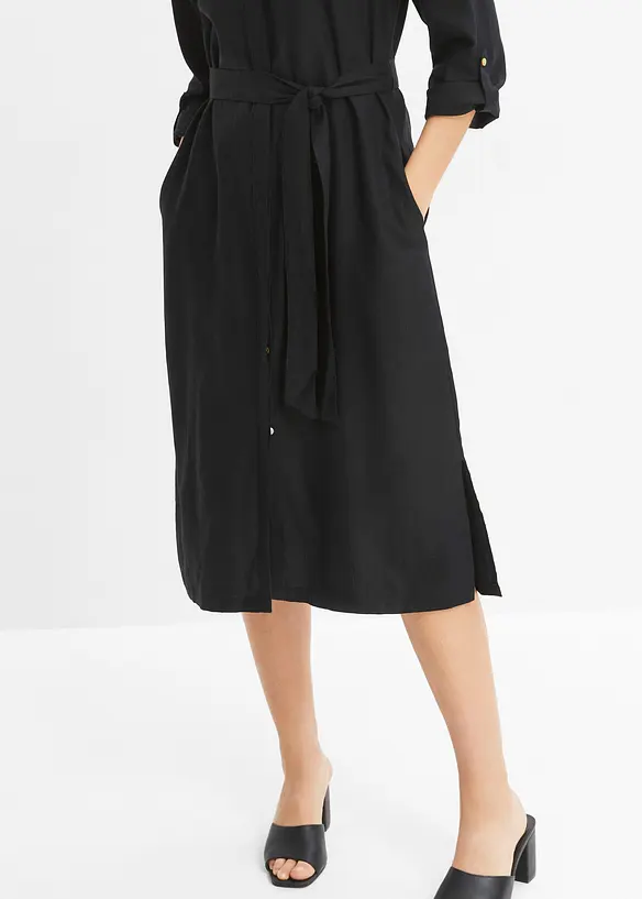 Kleid mit Taschen aus Leinen-Viskose-Mix, bonprix