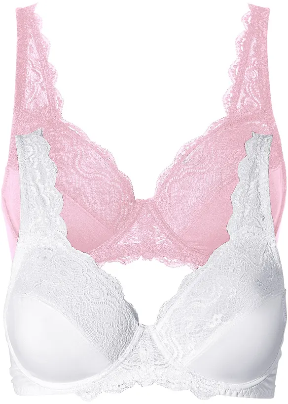 Lot de 2 soutiens-gorge à armatures avec dentelle, bonprix