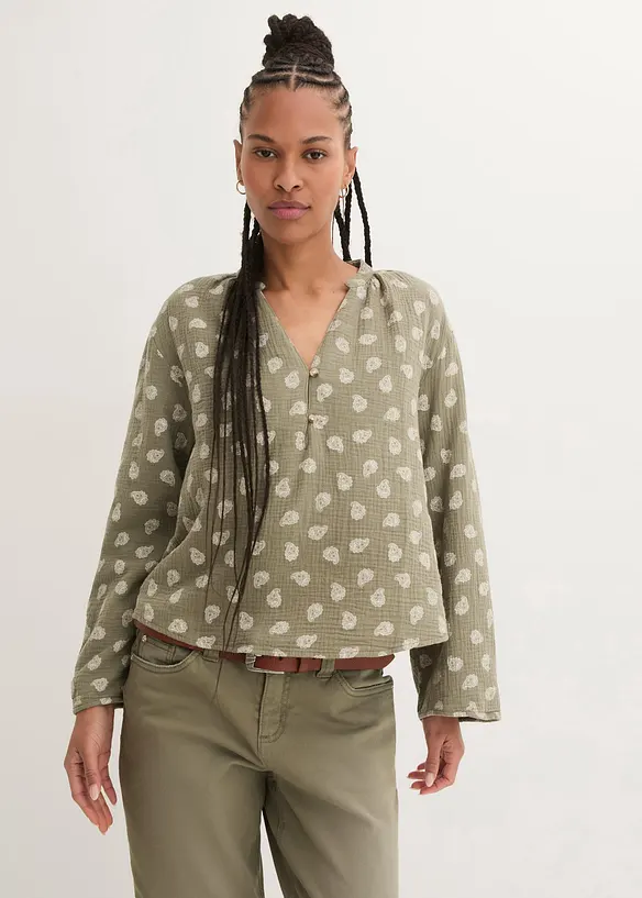 Blouse oversize en gaze de coton légère, bonprix