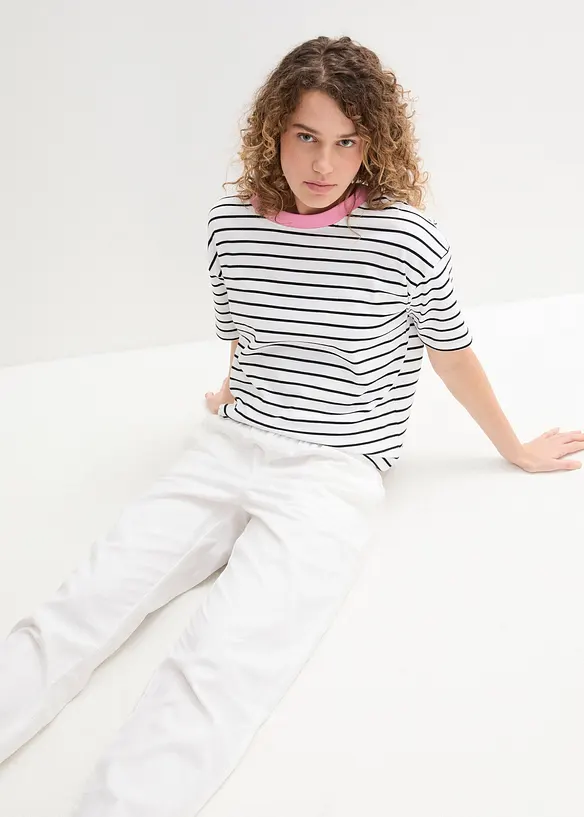 Hose aus Baumwoll-Leinen-Mix, High-Waist, bonprix