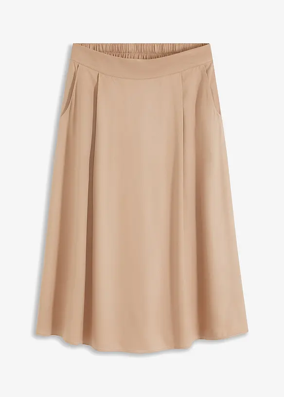 Jupe midi à taille élastiquée, bonprix