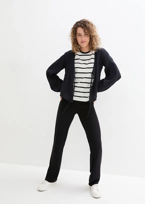 Shirt mit Streifen, kurzarm, bonprix