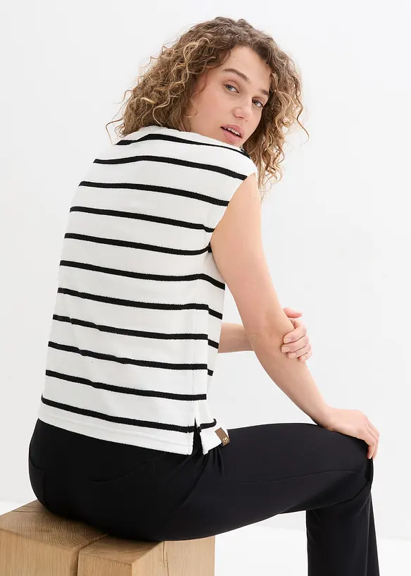 Shirt mit Streifen, kurzarm, bonprix
