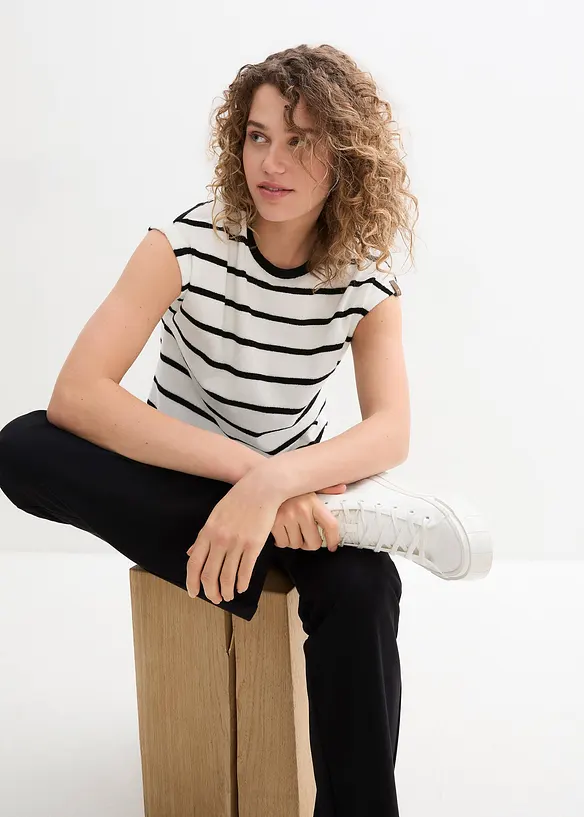 Shirt mit Streifen, kurzarm, bonprix