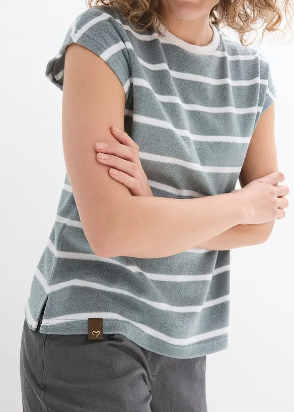 T-shirt en éponge, rayé, manches longues, bonprix