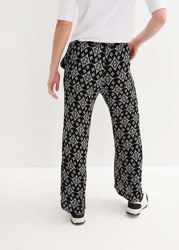 Pantalon palazzo imprimé avec taille élastiquée, bonprix