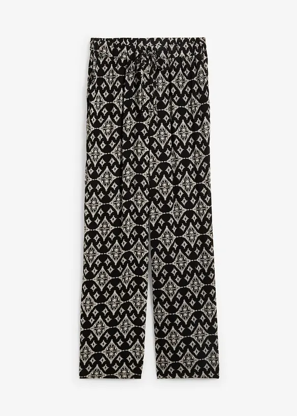Pantalon palazzo imprimé avec taille élastiquée, bonprix
