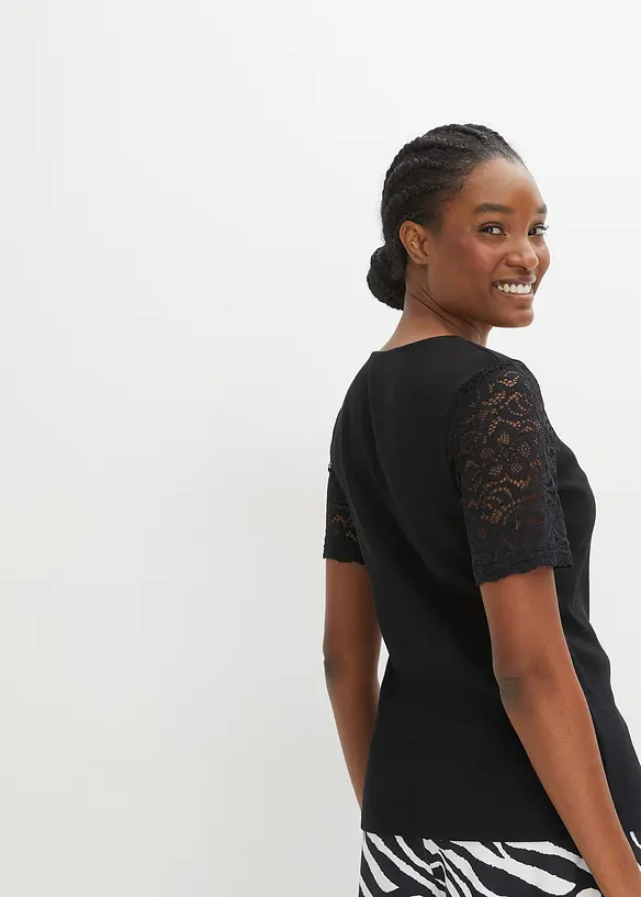 T-shirt côtelé en coton, bonprix