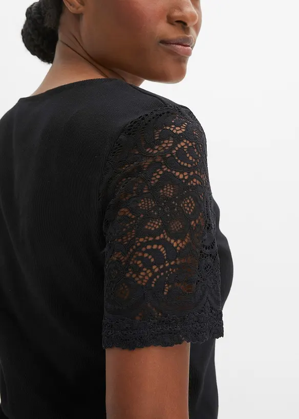 T-shirt côtelé en coton, bonprix