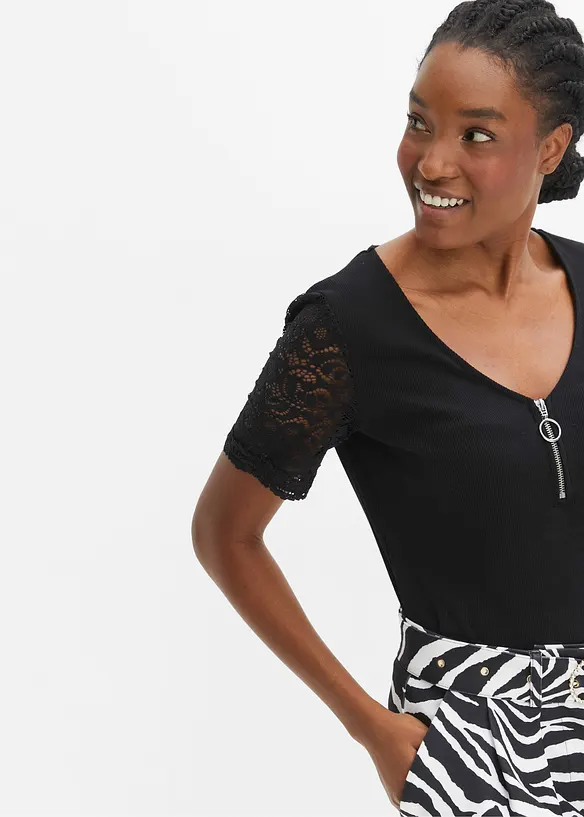 T-shirt côtelé en coton, bonprix