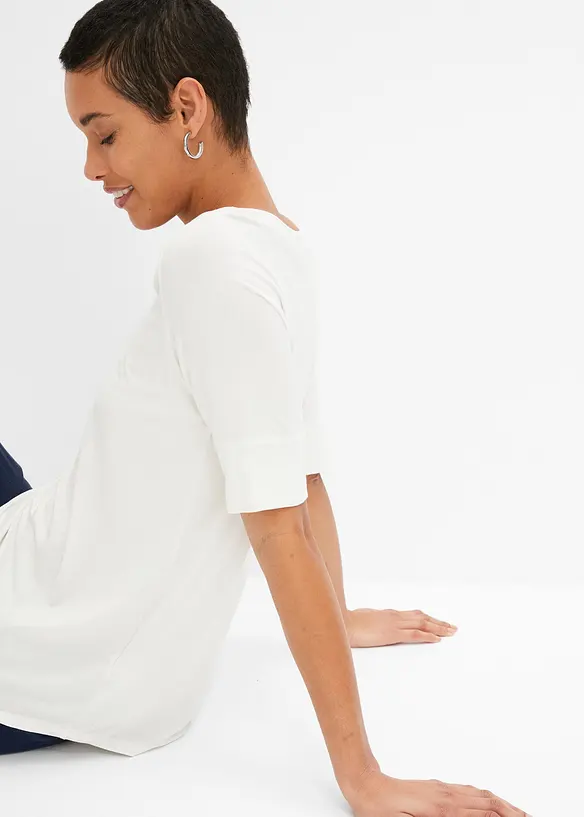 T-shirt à col rond en viscose douce, bonprix