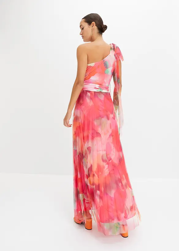 Robe une épaule avec une jupe plissée en tulle, bonprix