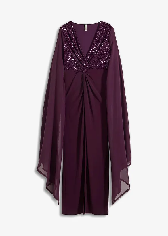 Robe de soirée à sequins et manches en crêpe, bonprix