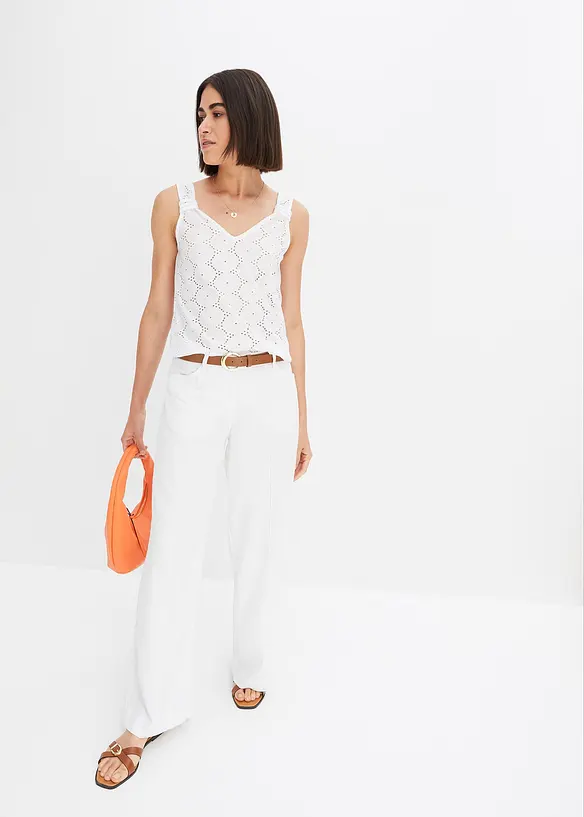Top à broderies anglaises, bonprix