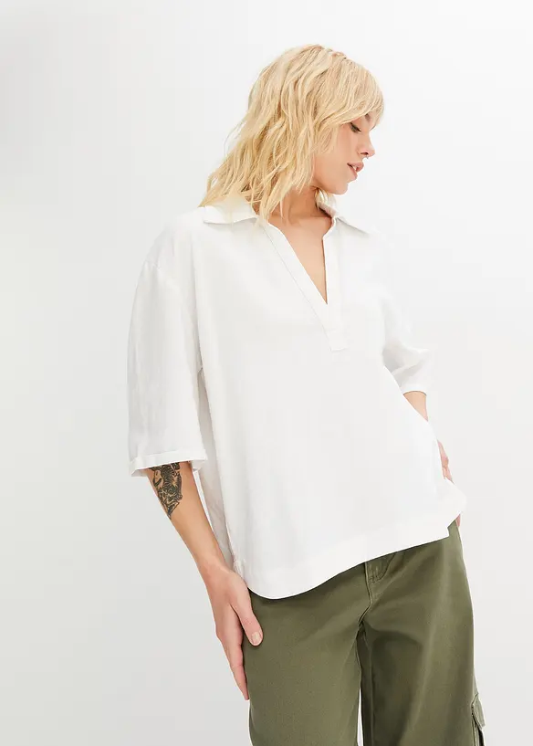 Blouse en mélange lin-viscose frais, bonprix