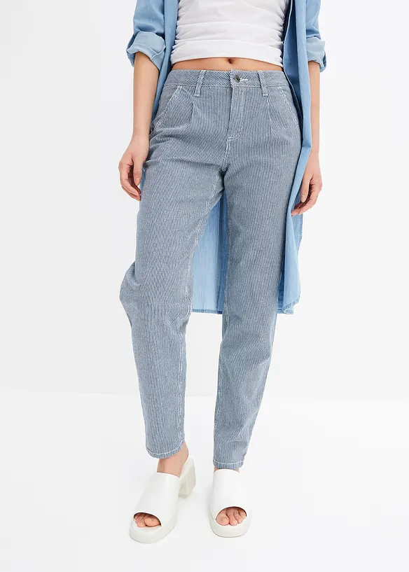 Jean barrel, taille mi-haute, rayé, bonprix