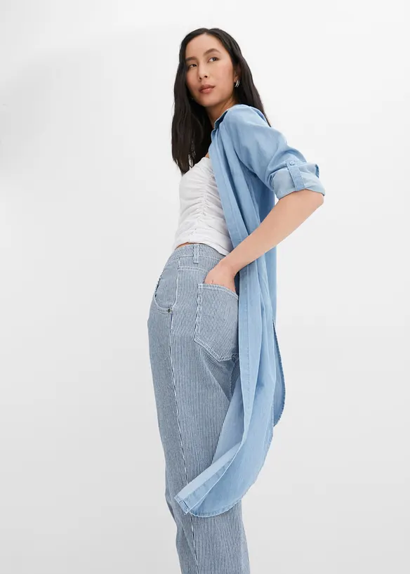 Jean barrel, taille mi-haute, rayé, bonprix