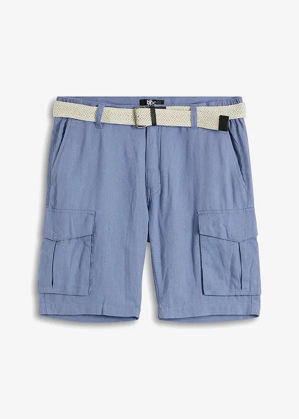 Bermuda cargo avec lin et ceinture, Regular, bonprix