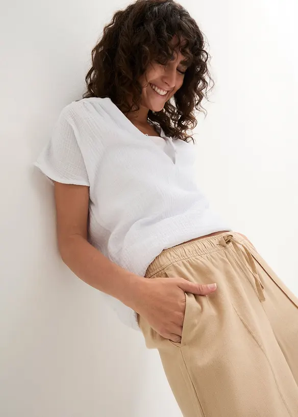 Pantalon palazzo en lin et viscose, bonprix