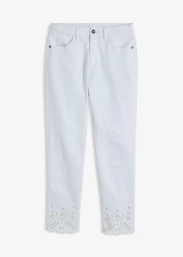 Pantalon extensible à broderies anglaises, bonprix
